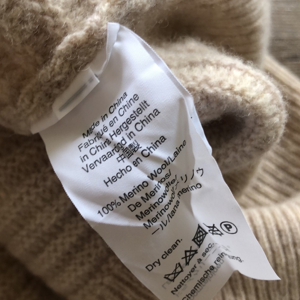 Turtleneck Ribbed Sweater Dress in Light Beige - Picture 6 of 8
